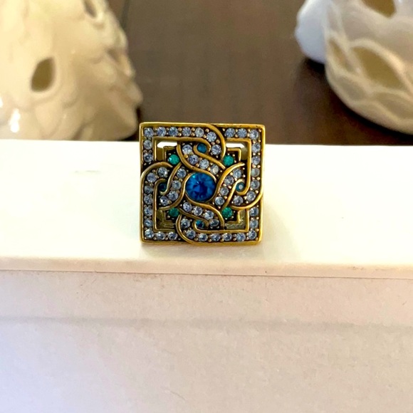 Kathy Levine -vintage, statement,  teal serendipity ring Sz. 8 - Picture 4 of 6